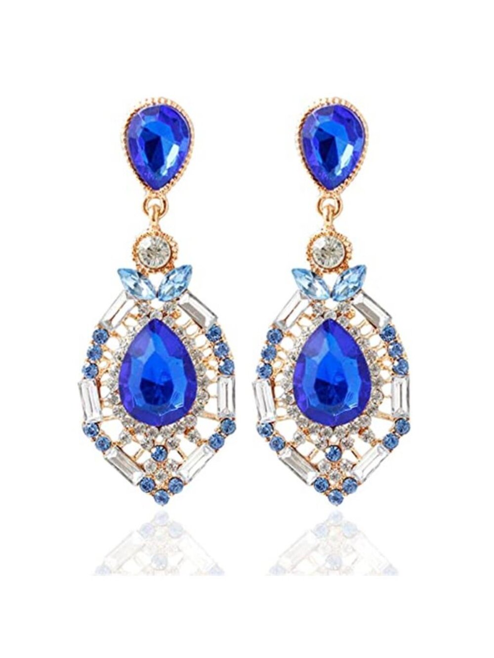 Rhinestone Statement Earrings for Women Boho Blue Crystal Earrings Pink Crystal